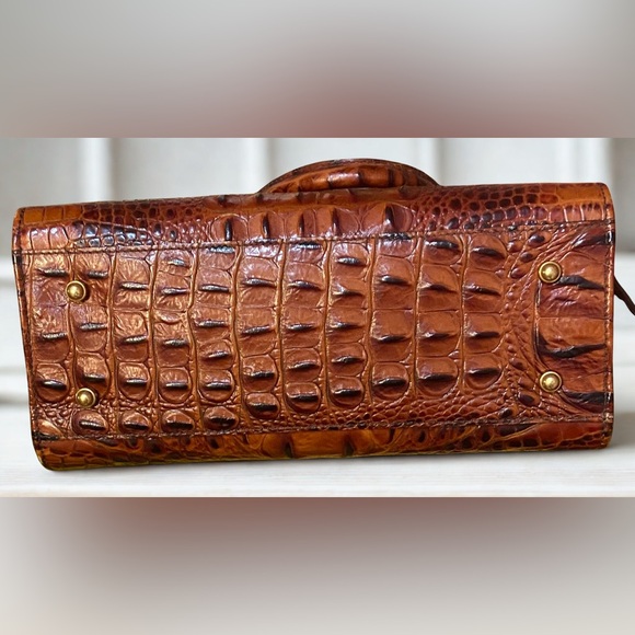Brahmin Pecan Melbourne Croc Embossed Leather Satchel Crossbody Bag - Picture 5 of 8